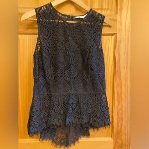 Veronica Beard Black Lace Sleeveless Blouse